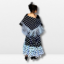 Cargar imagen en el visor de la galería, Falda flamenco mujer - Con estampado a topos grandes bicolor
