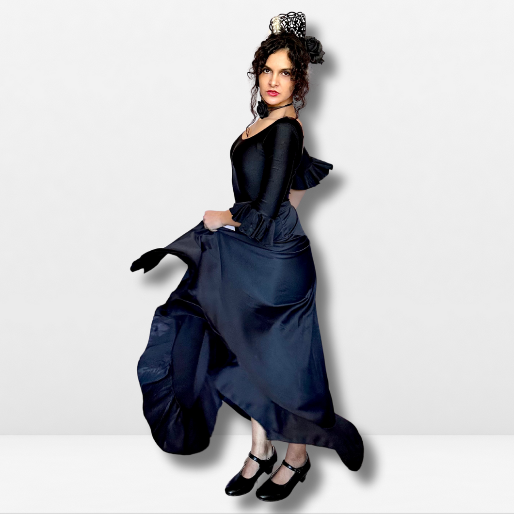 Falda flamenco mujer - Con estampado liso y un volante bajo