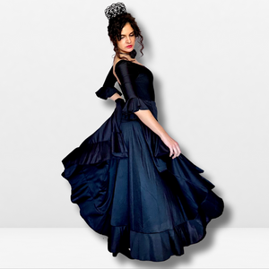 Falda flamenco mujer - Con estampado liso y un volante bajo