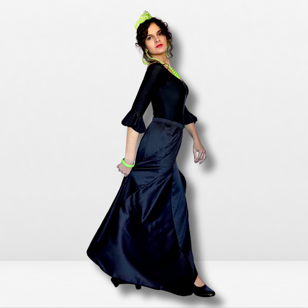 Falda flamenco mujer - Con estampado liso y picos (sin volante bajo)