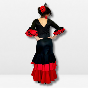 Vestido flamenco mujer - Con bordado floral y volantes bicolor