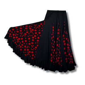 Falda flamenco mujer - Con estampado a topos y picos lisos (talla grande)