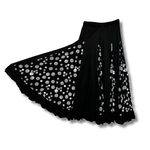 Falda flamenco mujer - Con estampado a topos y picos lisos (talla grande)