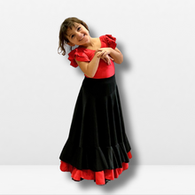 Cargar imagen en el visor de la galería, Falda Flamenca Niña - Doble Volante Color Liso
