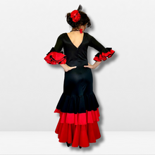 Cargar imagen en el visor de la galería, Vestido flamenco mujer - Con bordado floral y volantes bicolor
